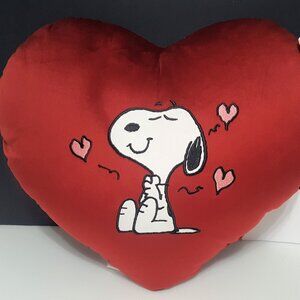 NEW Pottery Barn Peanuts Snoopy Red Heart Shaped Pillow Velvet Valentine's Day